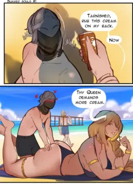 Applying sunscreen (@MehHoly) [Dark Souls / Elden Ring]