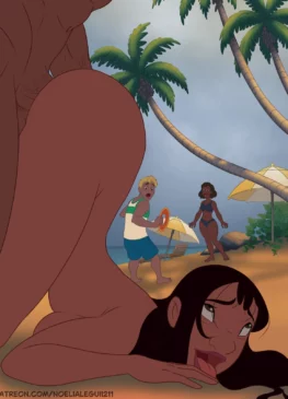 Nani taking a huge BBC on the beach in public [Lilo and Stitch][Disney] (NoeliaLeguii211)