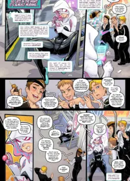 Spider-Gwen is making some extra cash on her subway ride (LLAMABOY) [Spiderman]