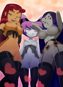 Starfire, Raven, and Jinx ready for a threesome [Teen Titans] (Ravenravenraven)