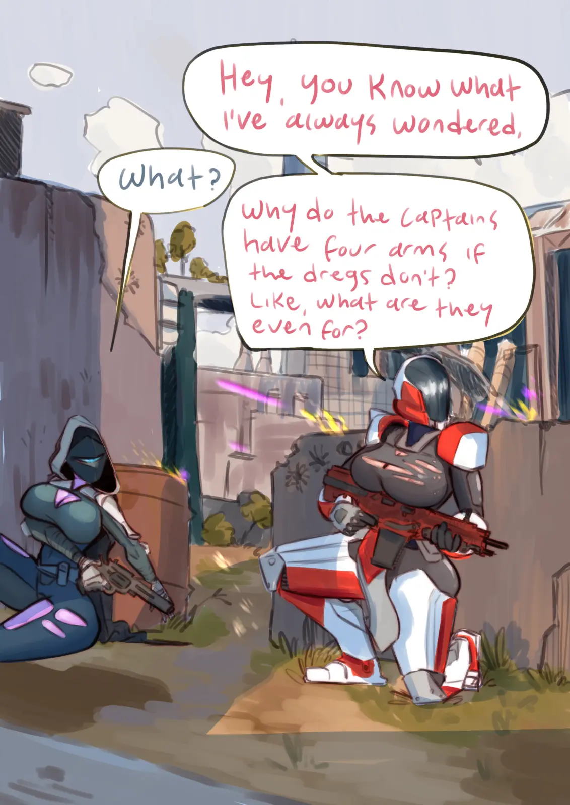 The Titan is wondering why on earth the Captains have 4 arms [Destiny 2] (Goose Knife)