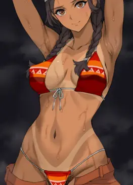 Julia Suga - tanned mechanic in a revealing bikini gets sweaty in bed (Nirowata) [Mobile Suit Gundam Hathaway Flash]