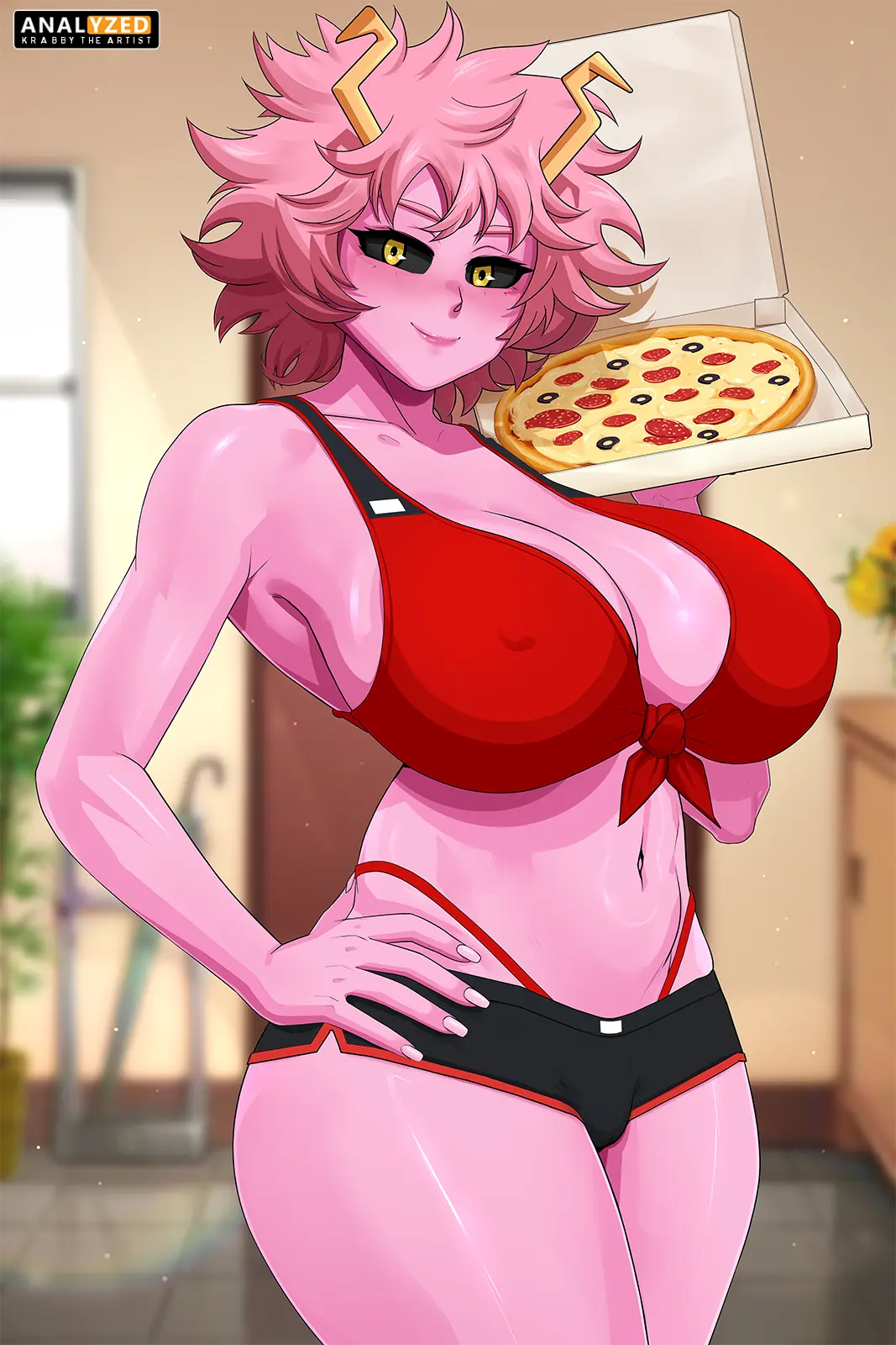 Mina ASHIDO PIZZA TIME! (Krabbytheartist)[my hero academia]