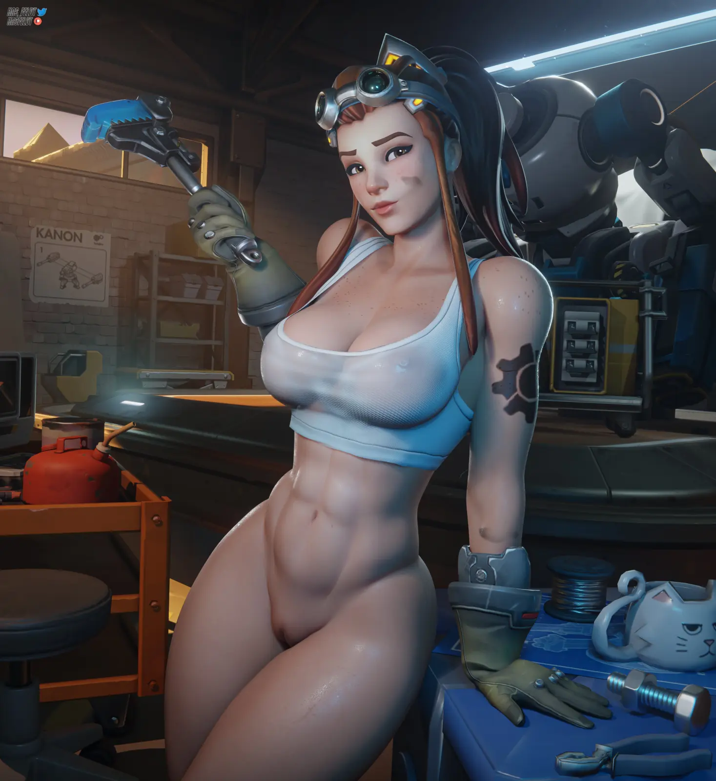Brigitte in the Shop Working (Has_Feldt) [Overwatch]
