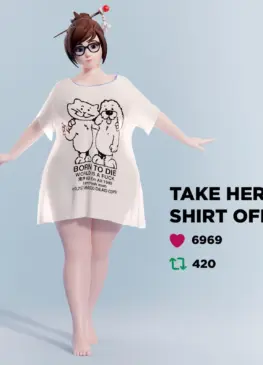 Mei [Overwatch] takes the shirt off (fugtrup)