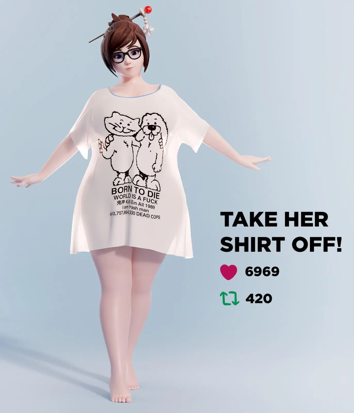 Mei [Overwatch] takes the shirt off (fugtrup)
